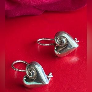 925 Silver Earrings,Heart Swirl Drop Earrings in Silver